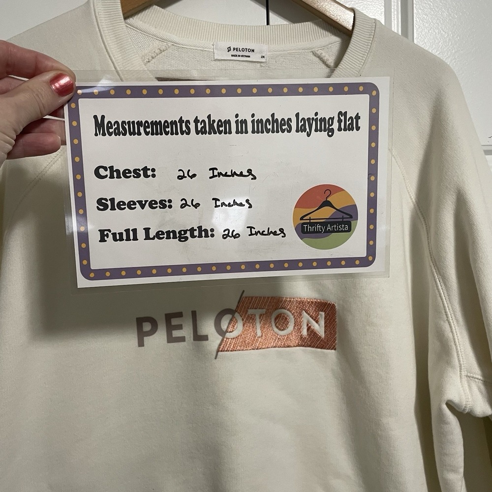 PELOTON Cream Raglan Sweatshirt Logo Pullover Athleisure Women's Size 2X - Picture 2 of 12